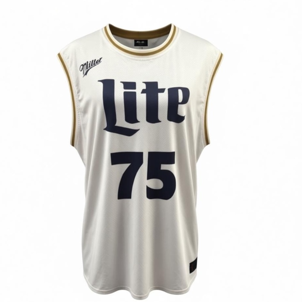 Miller Lite #75 Sleeveless Jersey Men’s XL White Mesh Beer‎ Promo Vintage Style